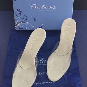 Fabulicious Belle Clear Heeled Mules - 10M